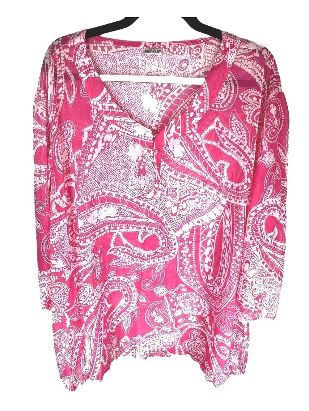 Vintage DAMART Sheer Beach Coverup | Resort| Coastal| Boho Summer Tunic | Large